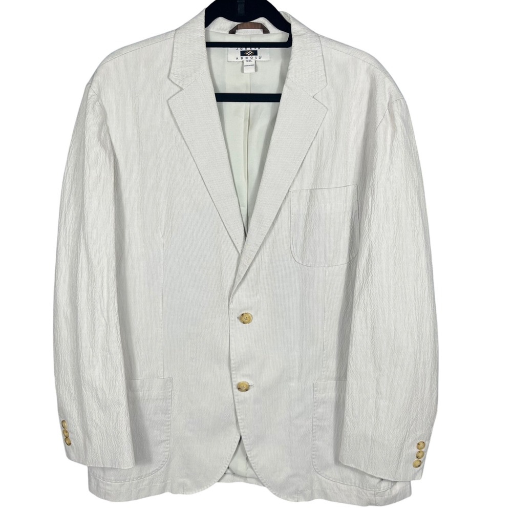 Joseph Abboud Sport Coat Mens XXL Beige Micro Stripe Cotton Italian Fabric